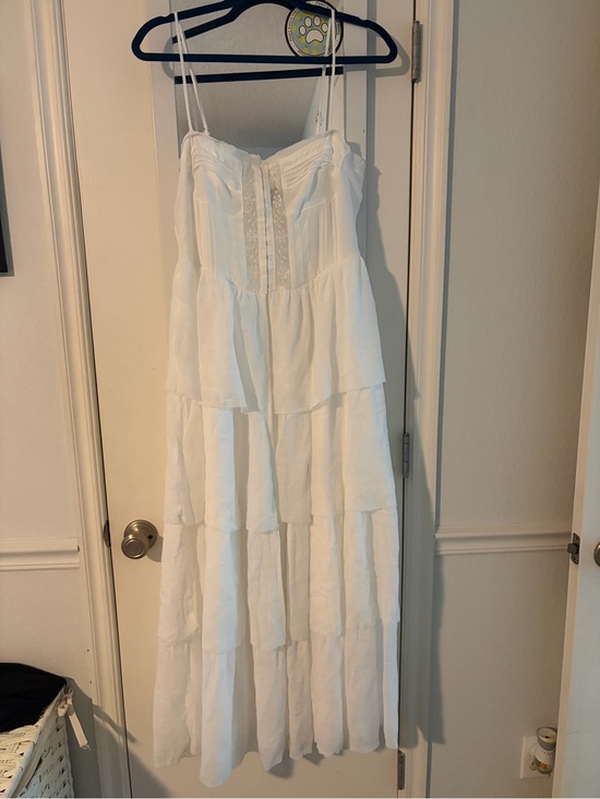 Vici Dresses & Skirts - Vici White Tiered Lace-Trim Maxi Dress
